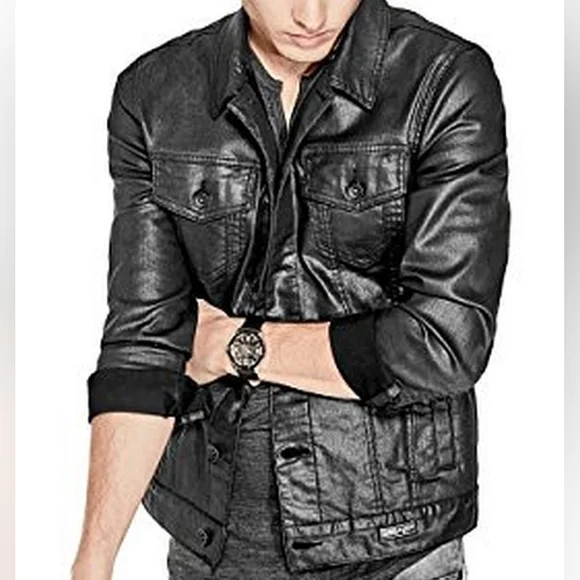 Men's G by Guess Coated Denim Jacket With Removable Hoodie XL - Picture 2 of 12